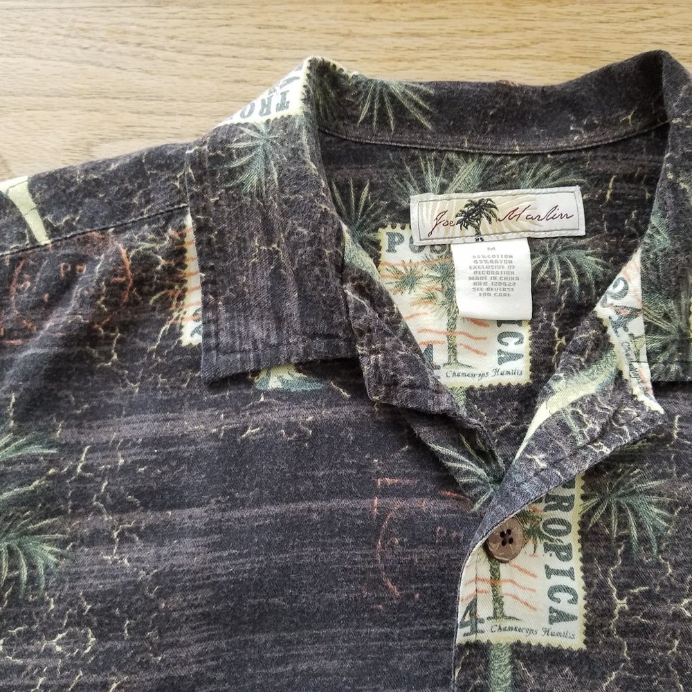 JOE MARLIN Mens Short Sleeve Shirt Sz M tropical travel EUC